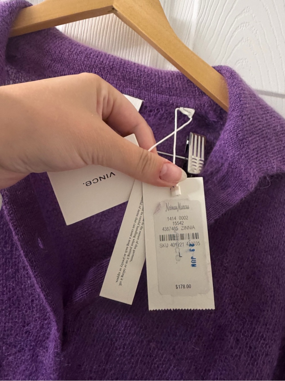VINCE. Cozy Lightweight Purple Collared Sweater NWT - Picture 3 of 6